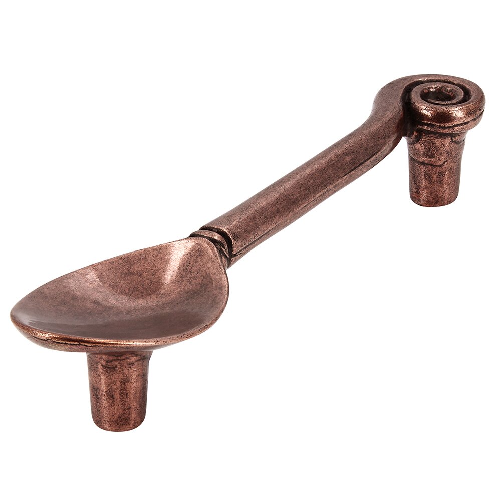 96 mm Centers Spoon Pull in Antique Copper