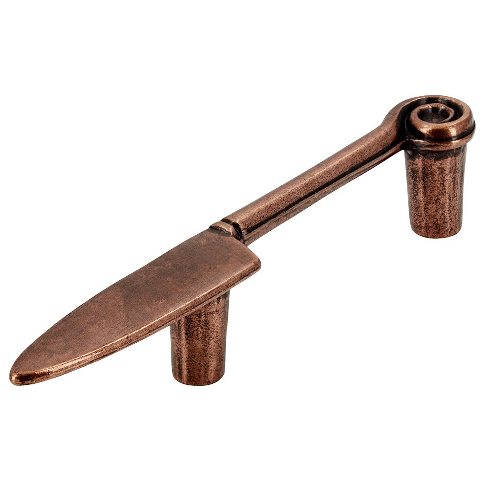 64 mm Centers Knife Pull in Antique Copper