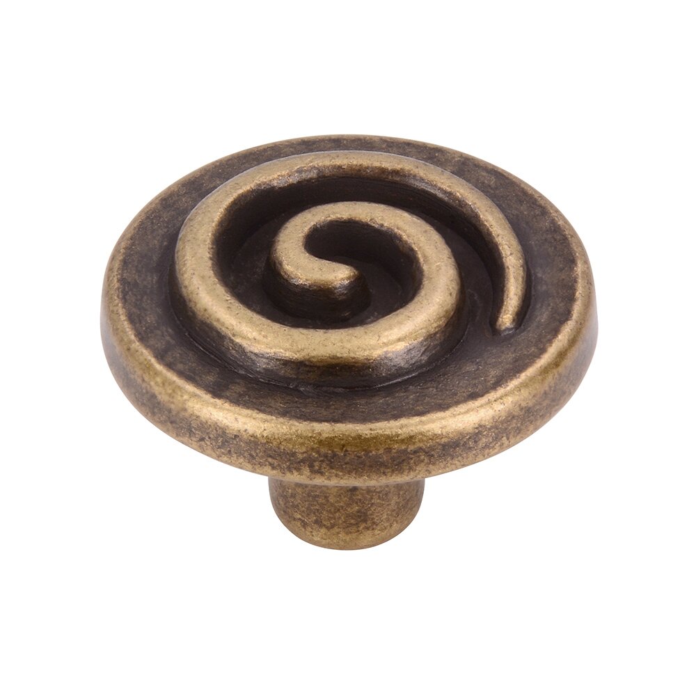 7/8" Spiral Knob in Antique Brass