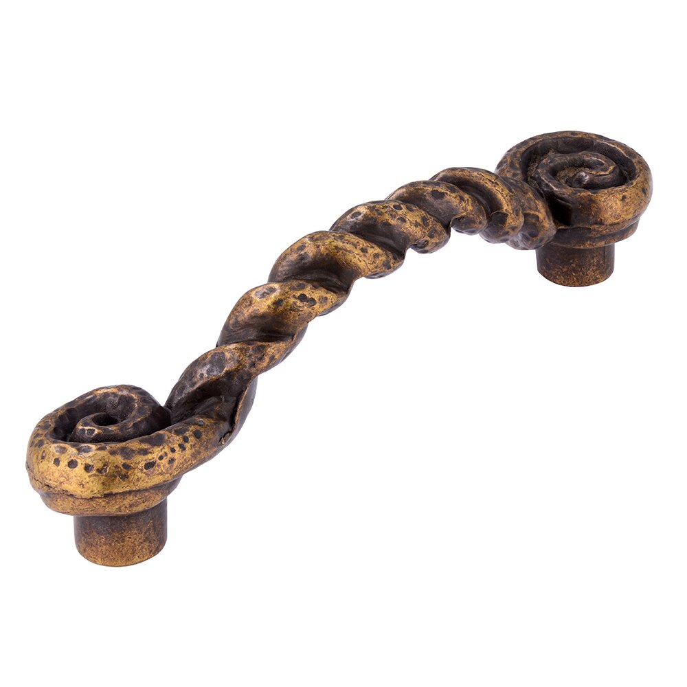 96 mm Centers Twisted Pull in Antique Brass