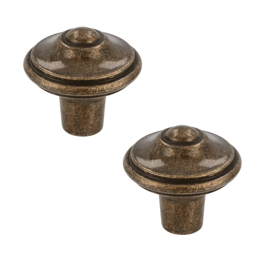 (Two Pack) 1 1/4" Knobs in Antique Brass