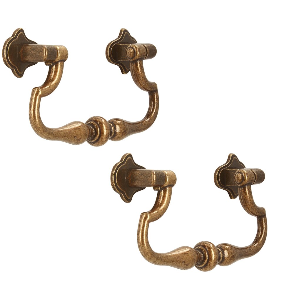 (Two Pack) 64 mm Centers Drop Pull in Antique Brass