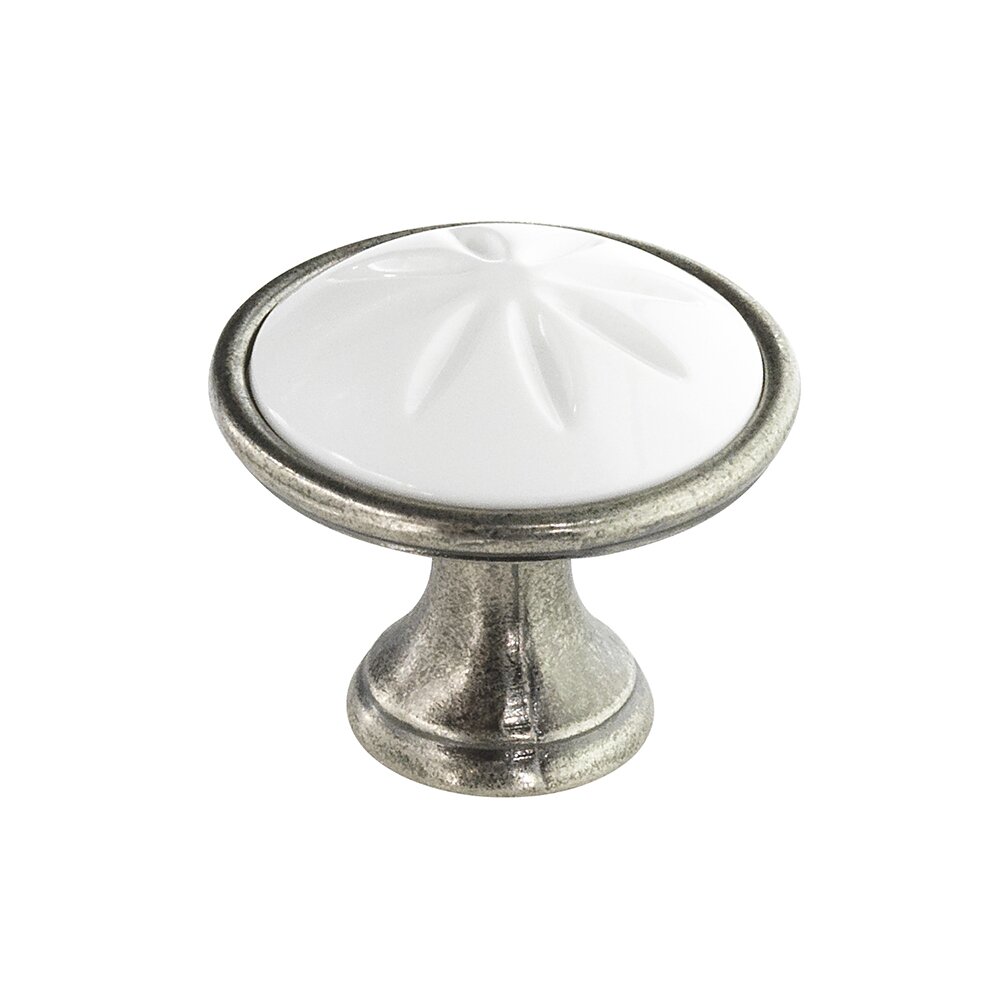 1 5/16" Knob with Inlay in Tin/White