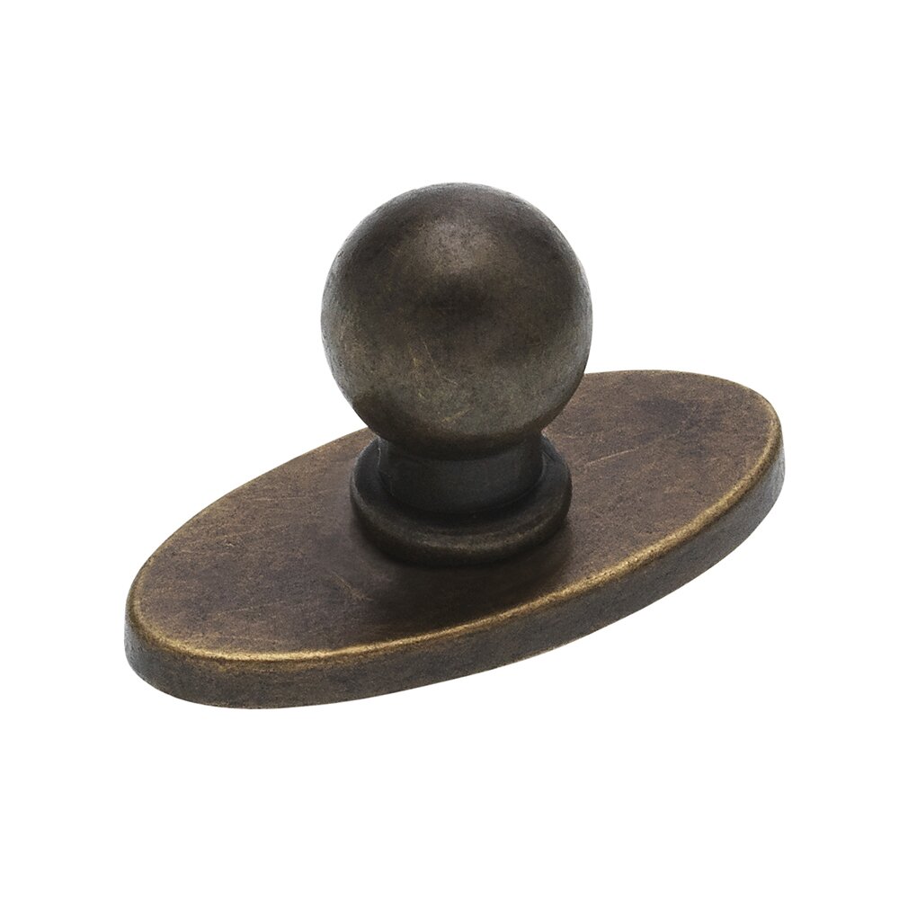 1 3/16" Knob with Backplate in Antique Brass