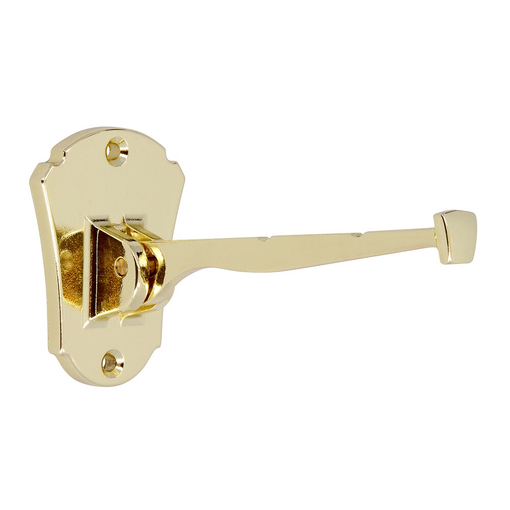 Clothes Hook Folding Arm in Bright Brass