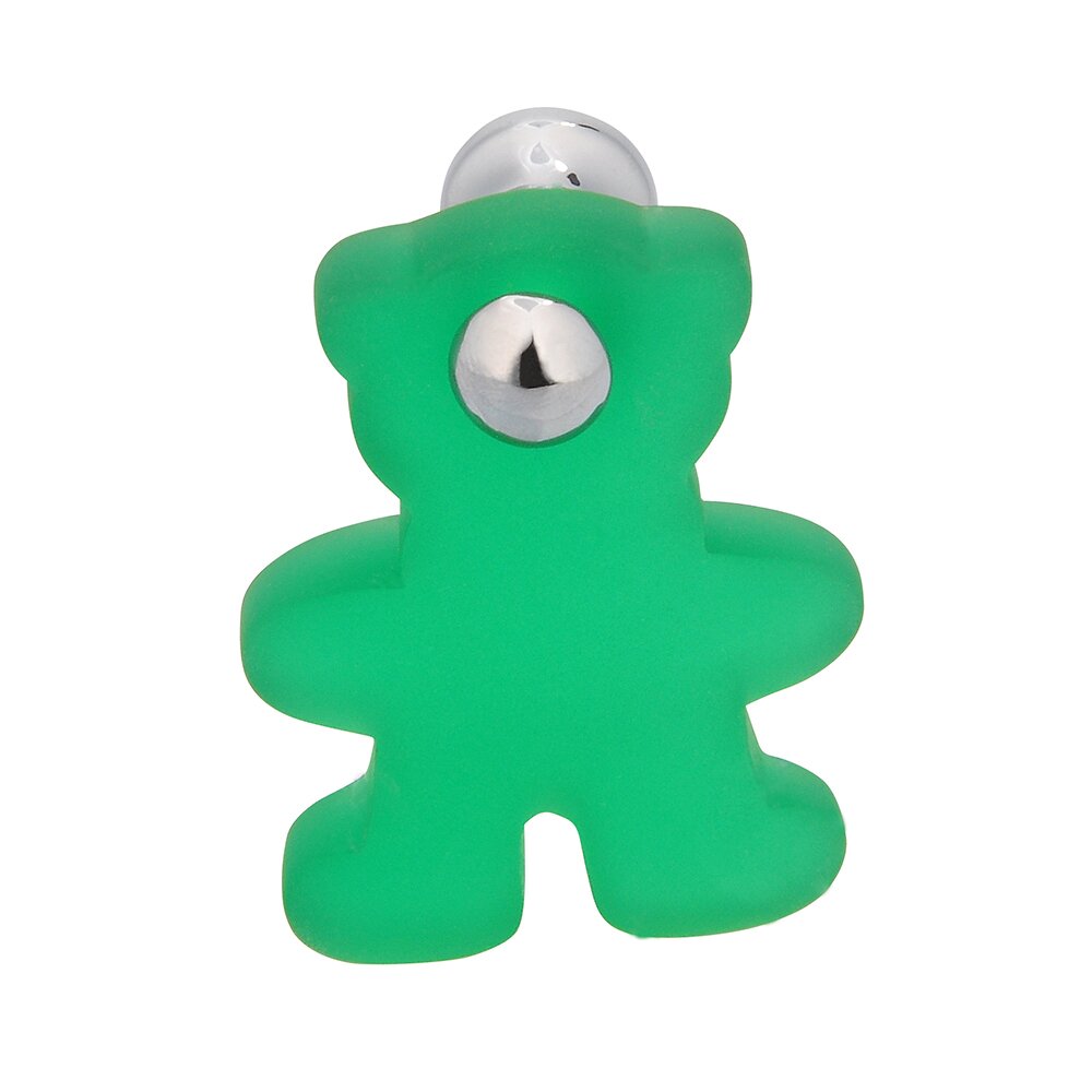 48 mm Long Teddy Bear Knob in Green/Chrome