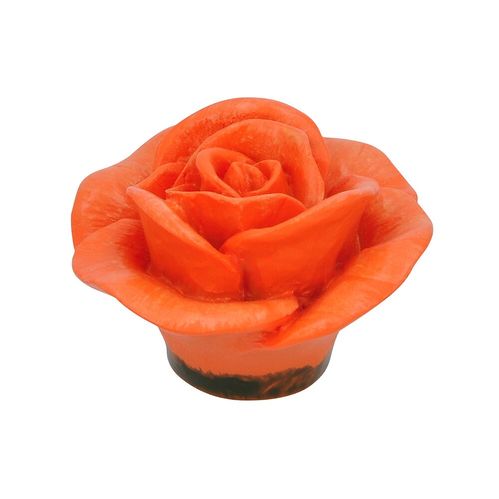 48 mm Long Rose Knob in Flower Orange