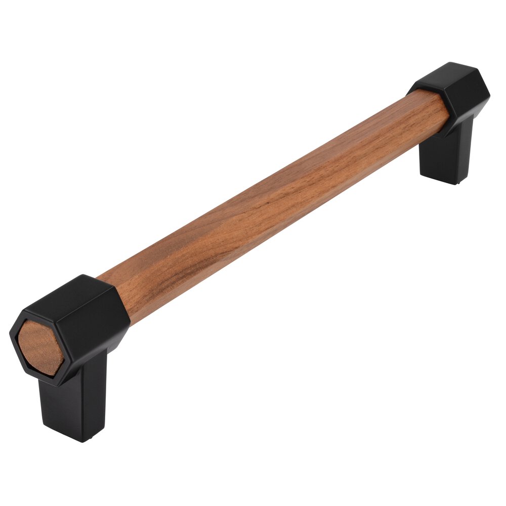 6 1/4" Centers Handle In Walnut  And Matte Black