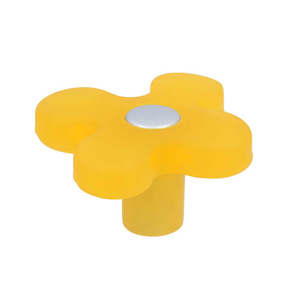 50 mm Long Flower Knob in Yellow/Aluminum
