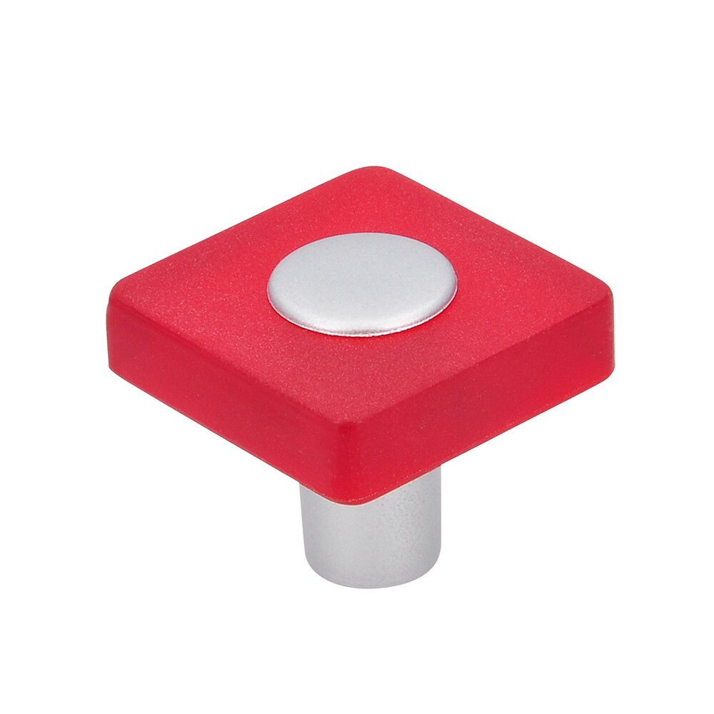 30 mm Long Square Knob in Red/Aluminum