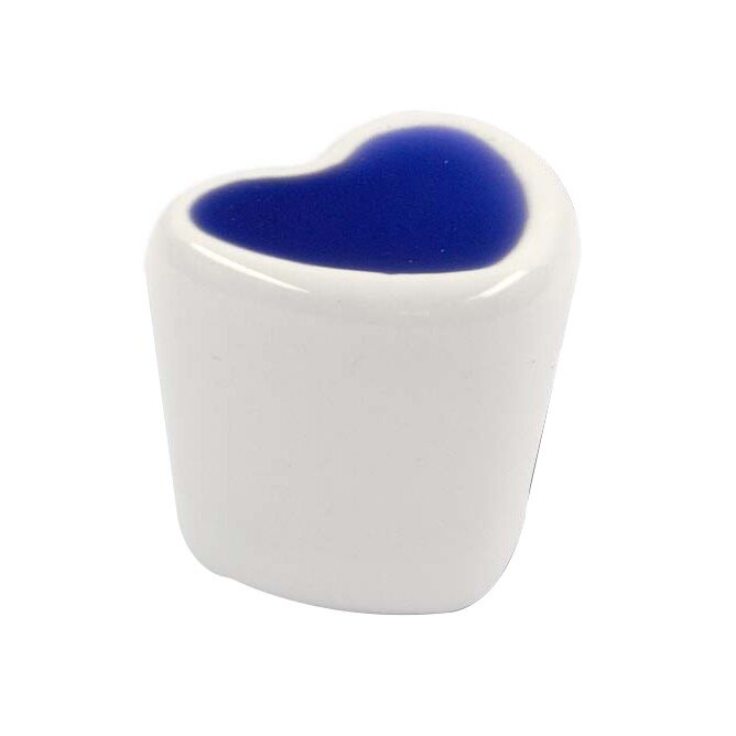29 mm Long Heart Knob in White/Blue